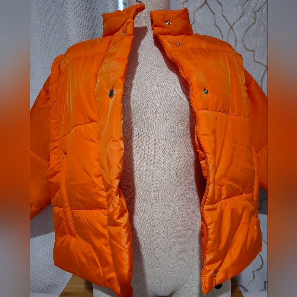 Culture Couture Womens Orange Puffer Jacket [S]